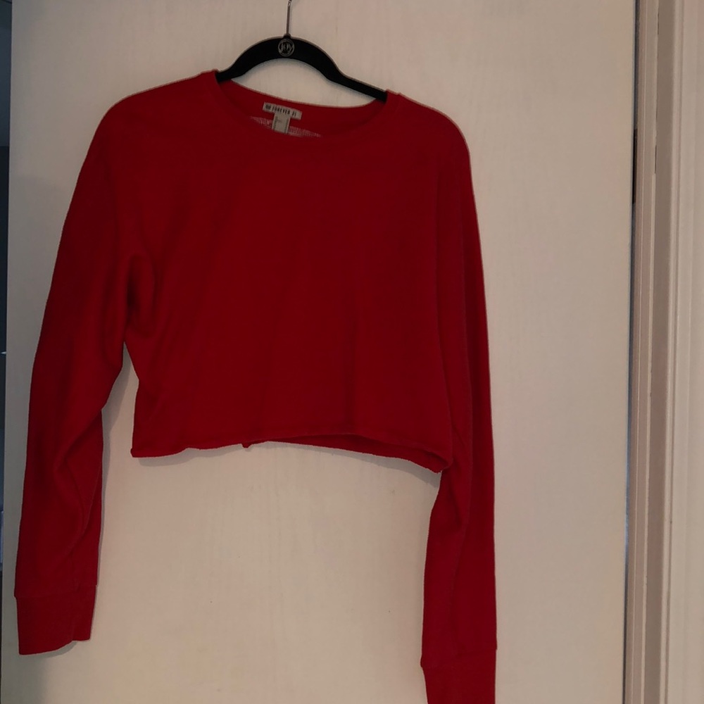 Forever 21 Red Crop Top Sweatshirt